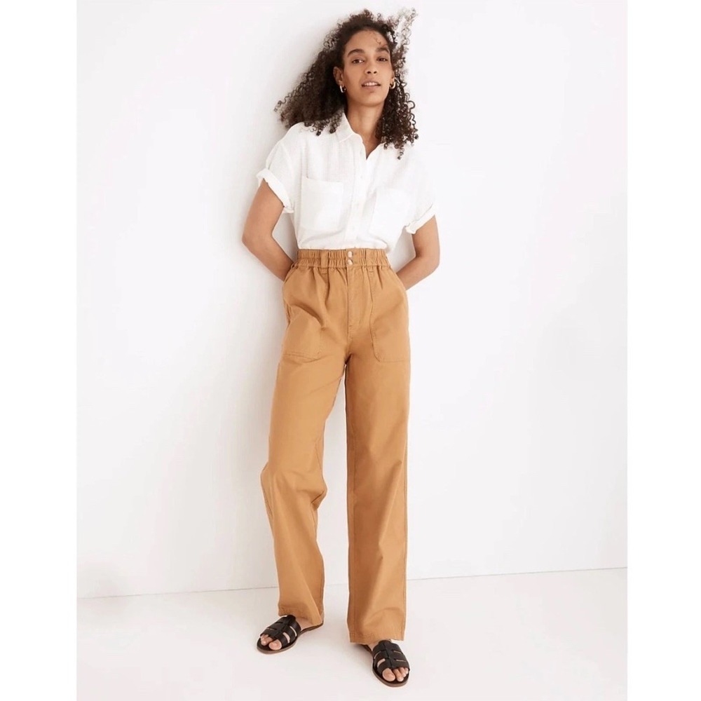 Madewell Cotton‎ Ripstop Cargo Pants Size M Toffee Tan Brown High Rise Utility